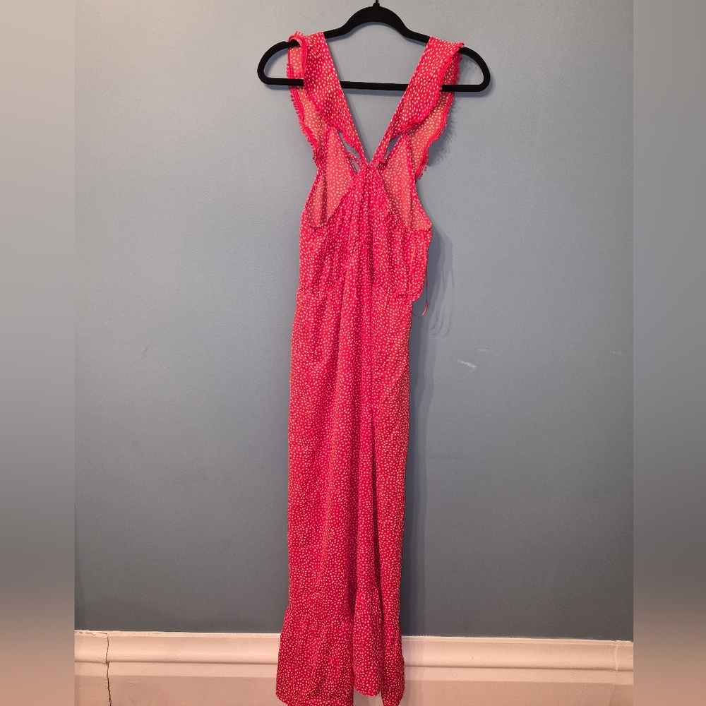 Red Maxi Dress with Ruffle Details - Picture 7 of 7